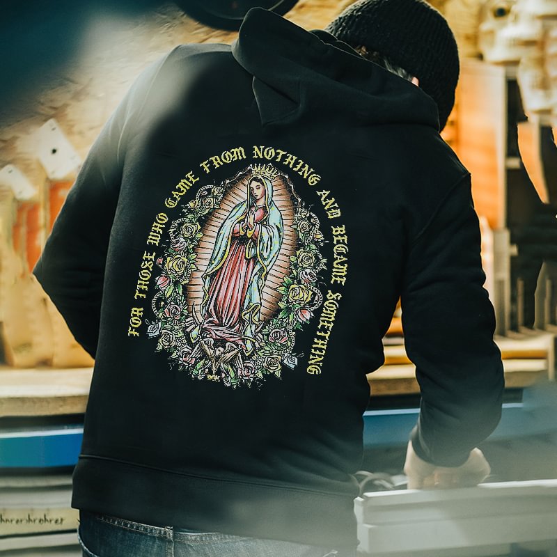 UPRANDY Virgin Mary Letter Printed Men's Casual Hoodie -  UPRANDY