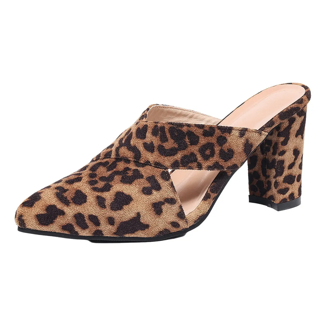 Breakj Breakj Back Empty Sandals Coarse Women's Shoes 8Cm Pointed Deep Mouth Side Velvet Half-Dragging Fashion Pointed High Heels Women