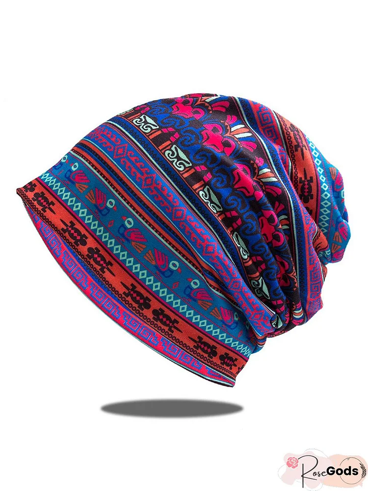 Scarf/Hat Dual Purpose Ethnic Pattern/Paisley Pattern Knitted Hat