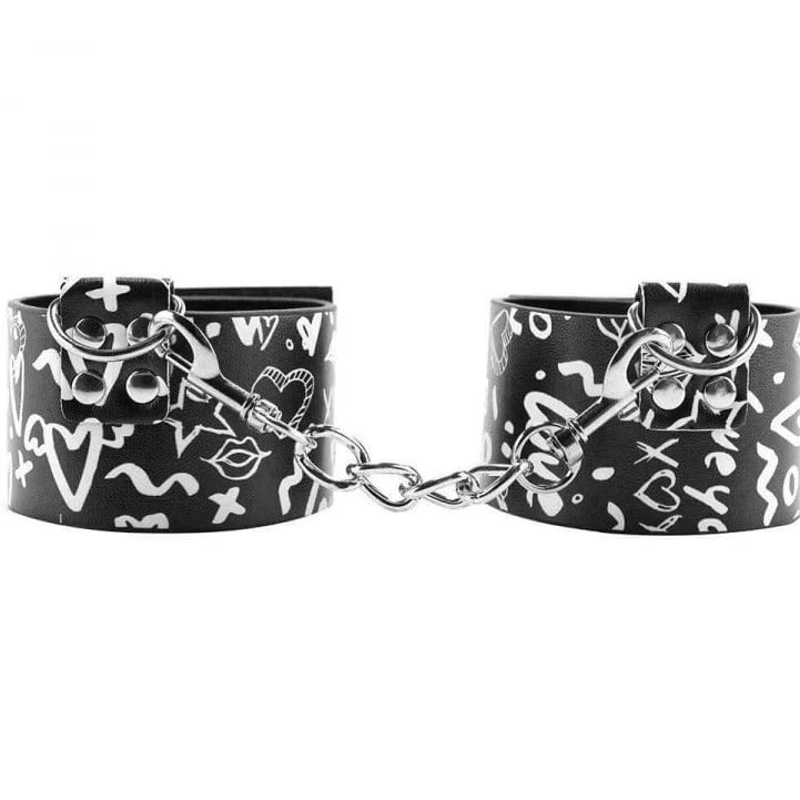 pornhint Pornhint Printed Handcuffs Love Street Art Fashion Black