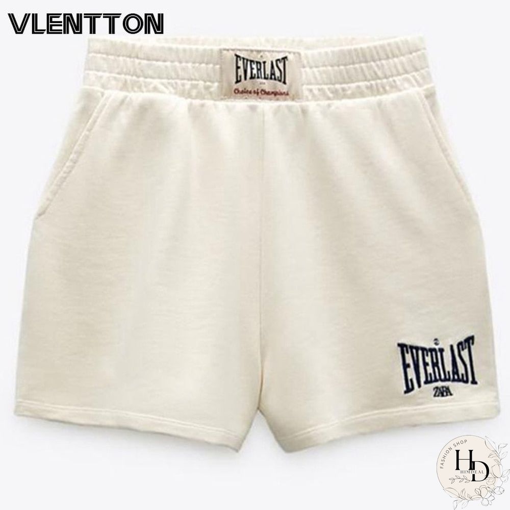 Sports Shorts Women Harajuku Solid Embroidery Casual Lady Elastic Waist Beach Loose Short