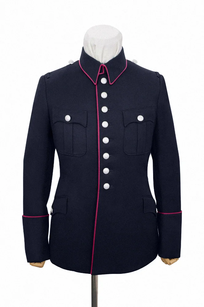   German Fire Police Navy Blue Wool Service Waffenrock Tunic With Pipe German-Uniform