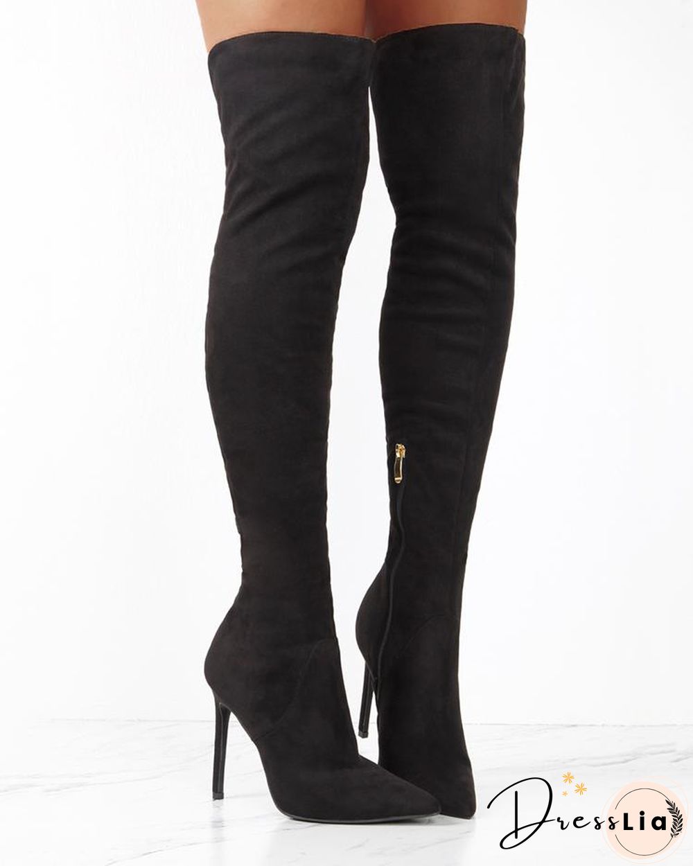 Back Ladder Cutout Knee-high Stiletto Boots