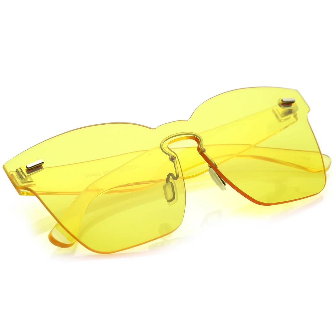 Oversize Rimless Keyhole Nose Bridge Mono Lens Horn Rimmed glasses 63mm