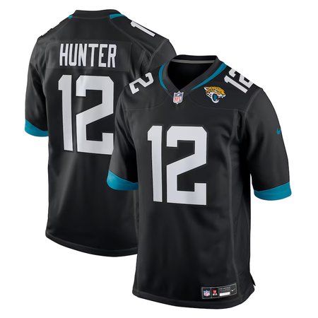 Men's Jacksonville Jaguars #12 Travis Hunter  Black 2025 NFL Draft First Round Pick Alternate Game Player Jersey
