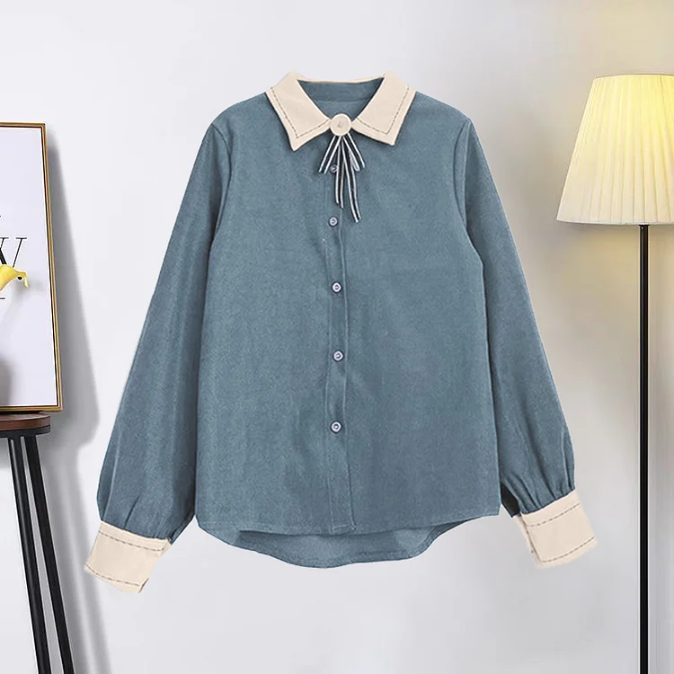 Plaid Pleated Skirt Colorblock Coat Shirt Three-Piece Set - Modakawa Modakawa