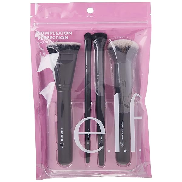 e.l.f. Complexion Perfection Brush Kit 4Piece Set, Synthetic