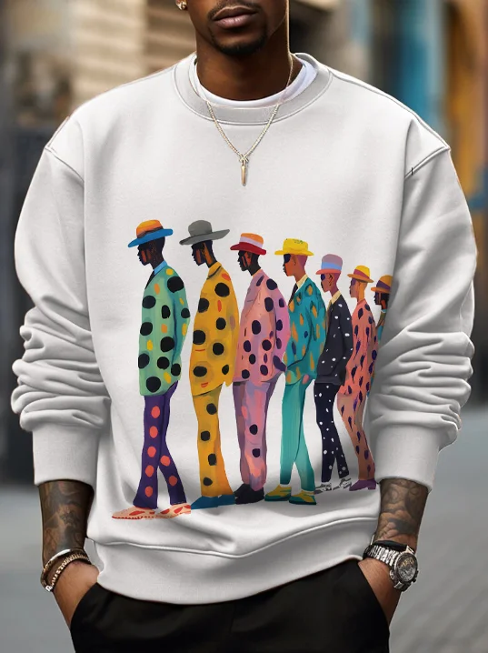 Men's Black Bro Art Print Casual Sweatshirt