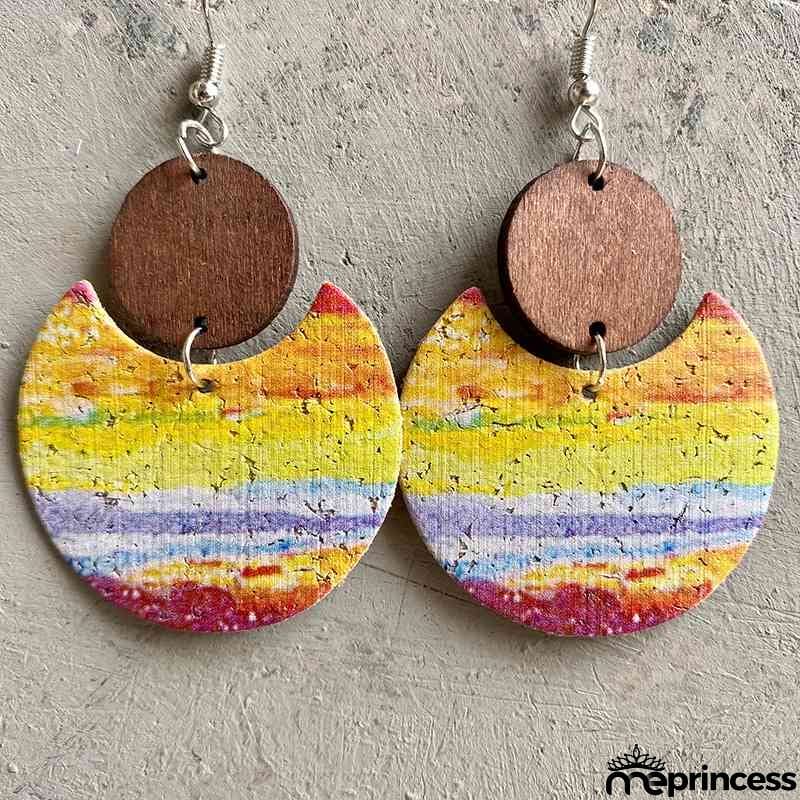Wood & PU Drop Earrings