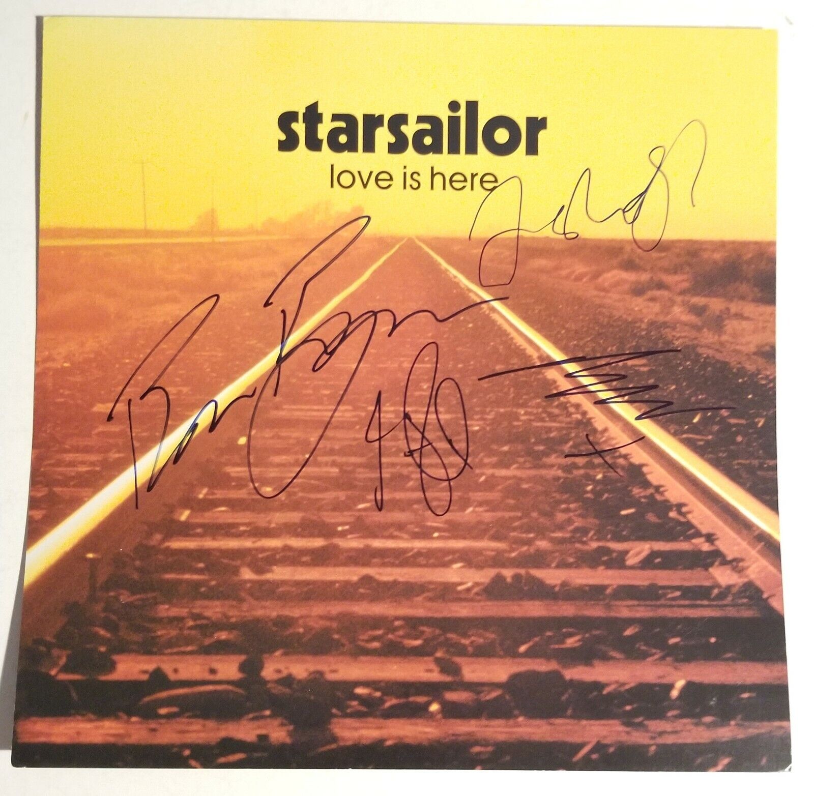 Starsailor REAL hand SIGNED Love Is Here Record Album Flat #2 COA Autographed