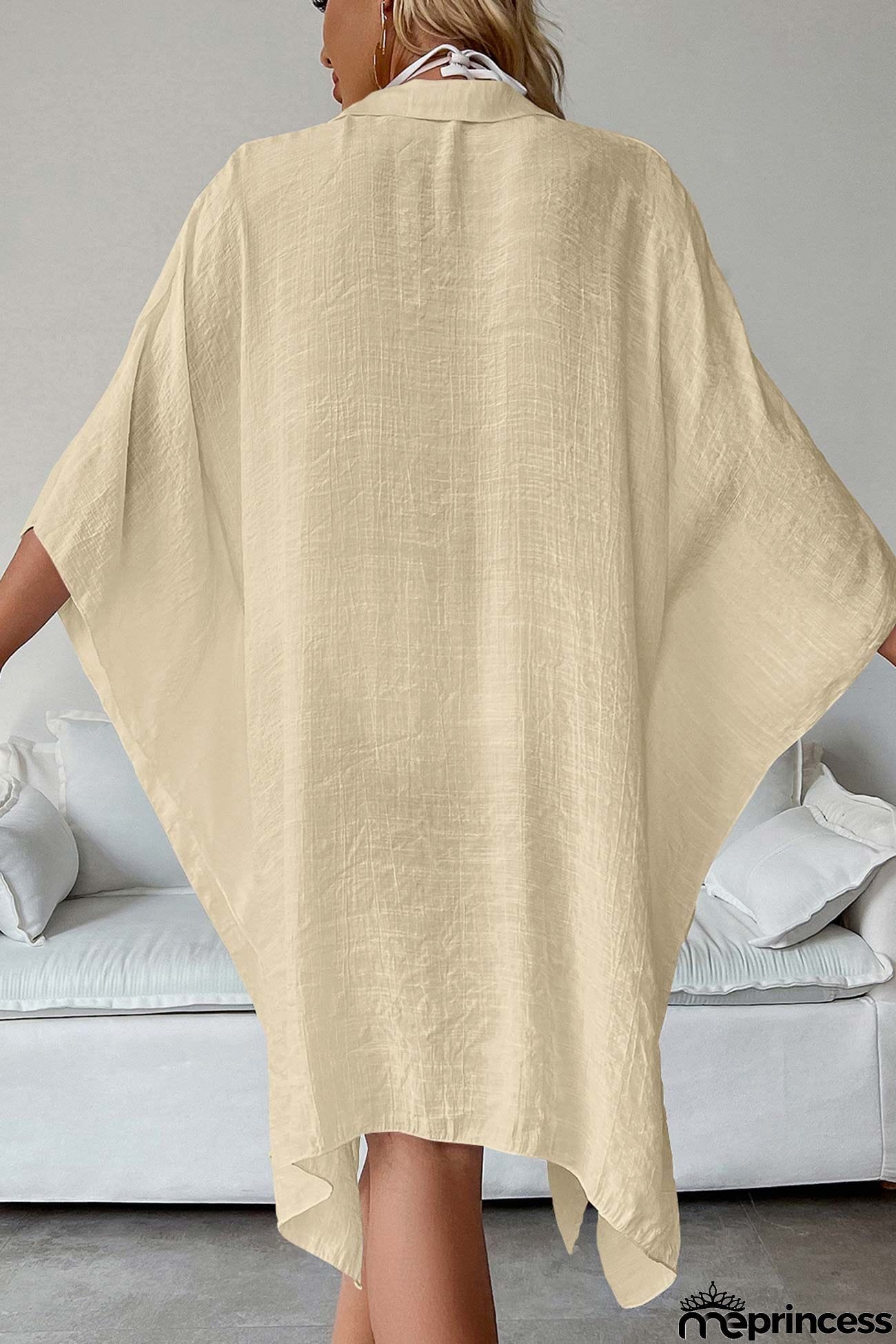 Solid Color Button Down Cover-up Shirt Dress