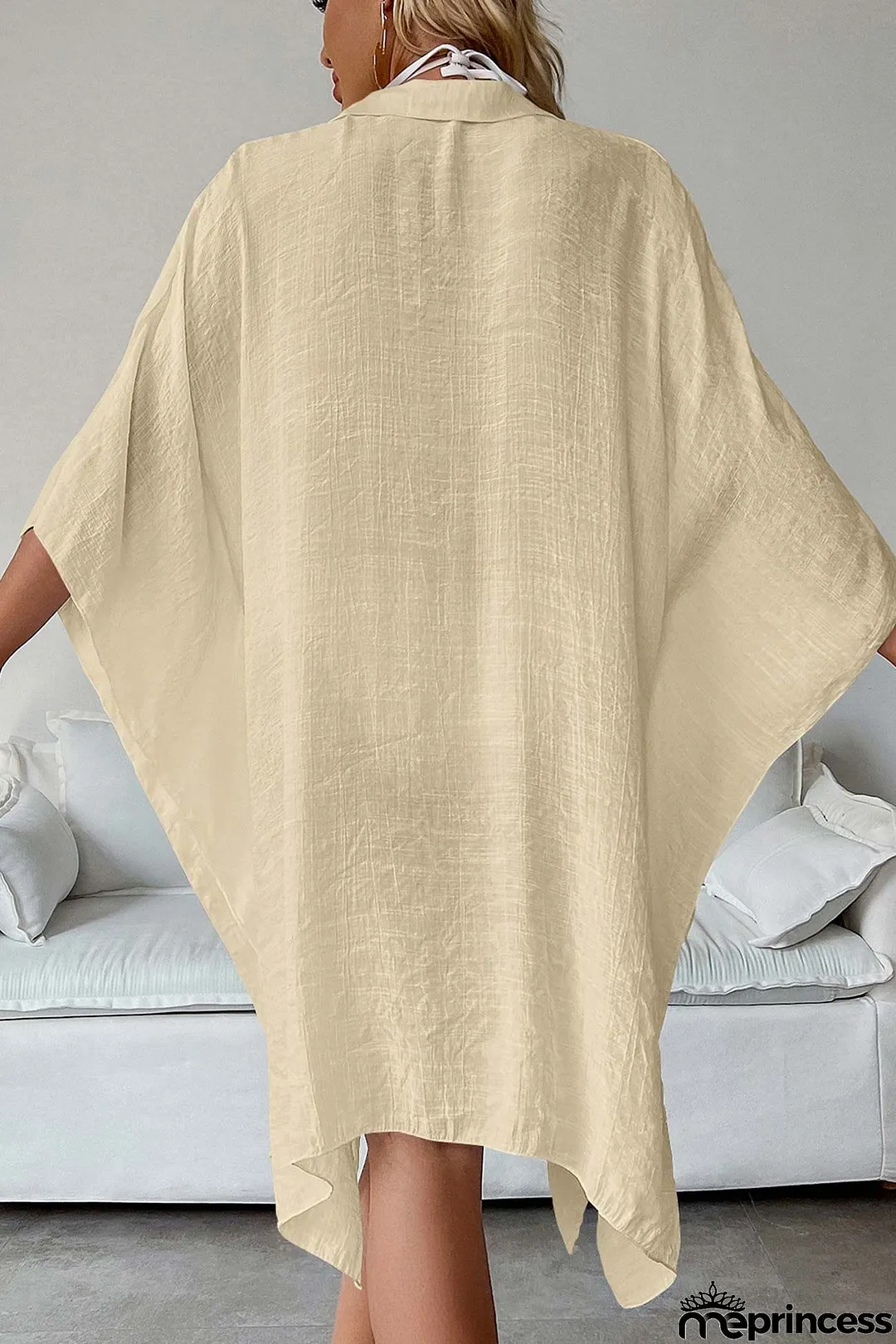 Solid Color Button Down Cover-up Shirt Dress