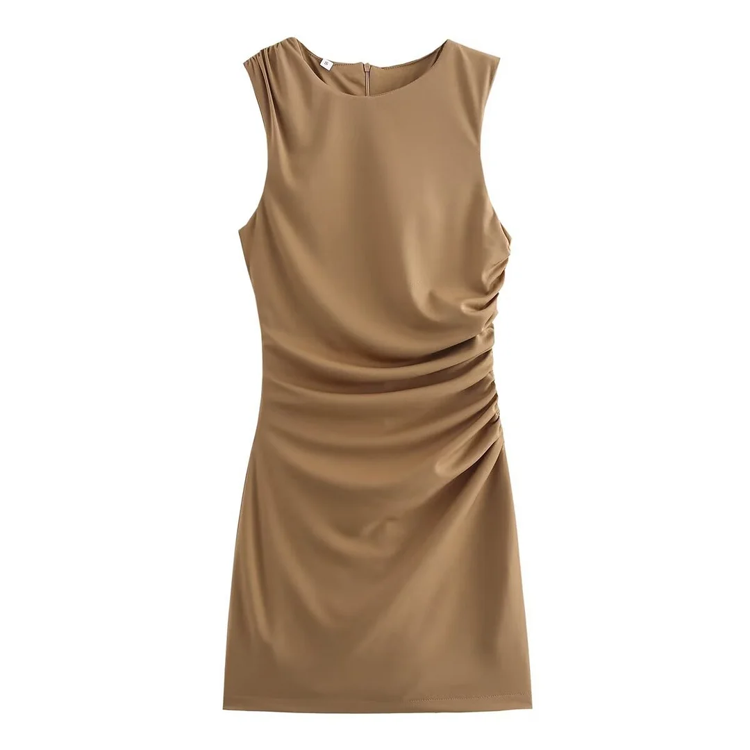 Nigikala Nigikala Autumn Fashion Single Three-Color Knitted Folding Dress Women's Dress B88772