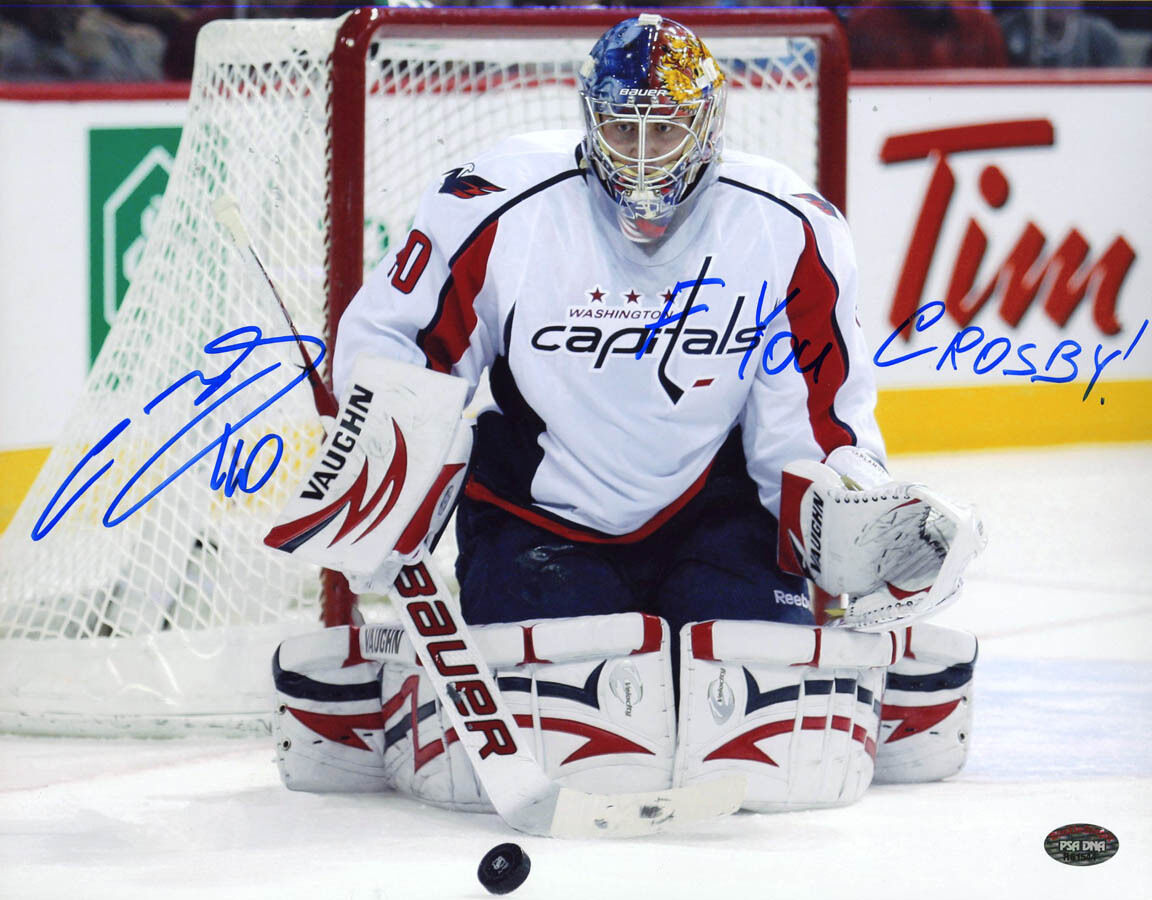 Semyon Varlamov SIGNED 11x14 Photo Poster painting F You Crosby! Capitals RookieGraph PSA/DNA