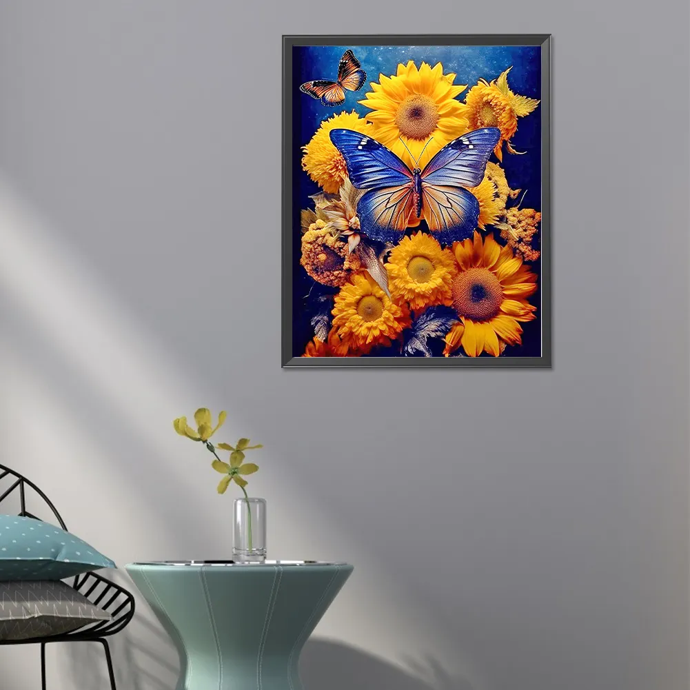 Full Round Diamond Painting 40*50cm - Sunflower Butterfly