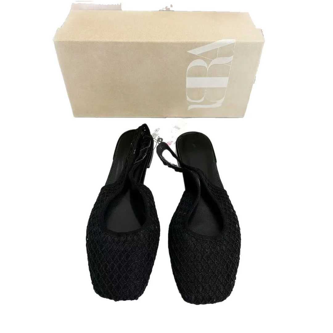 Breakj Breakj Home 2025 Small Korean Version Of Hand-Woven Fishing Net Bag Head Sandals Women's Summer Flat Bottom Behind The Stumbling Cold Slippers