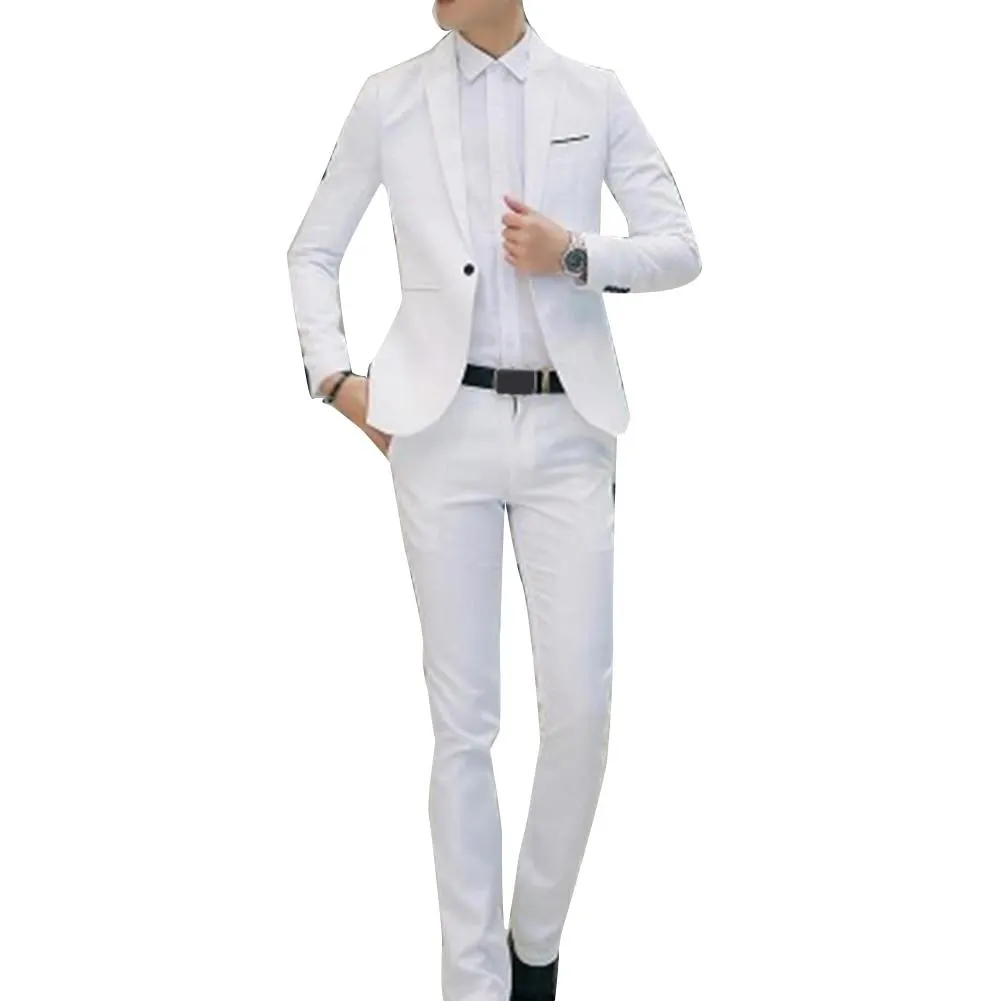 Set Suit Men Long Sleeve Button Lapel Suit Suit Business Casual Pocket Men Suit Two-piece Set Suitable for office wedding gifts