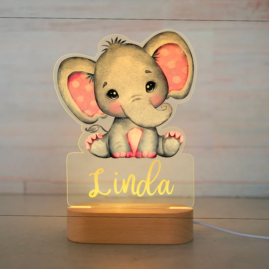 Lampe de chevet l'éléphant LED Lumières monochrome personnalisée Jessemade FR