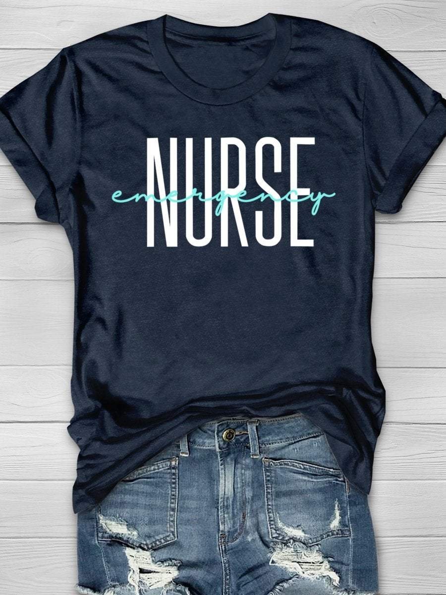 Emergency Nurse Print Short Sleeve T-shirt