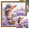 Girl Printed Cross Stitch Kit 40x40cm DIY 11CT Embroidery Craft Set Home Decor