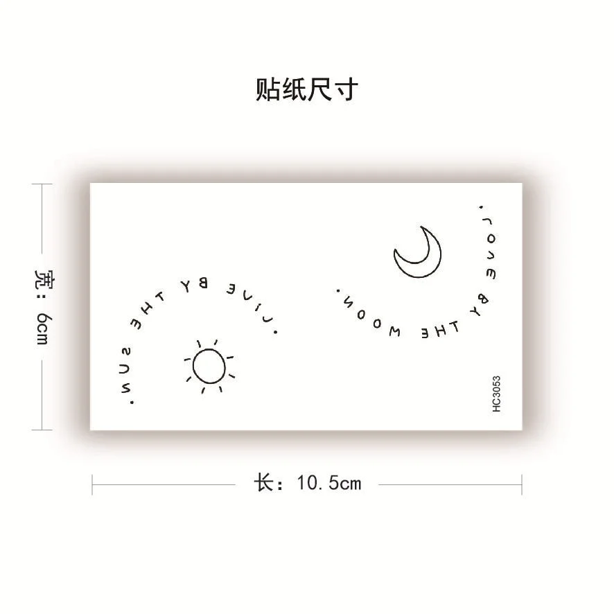 Ins Hot Design Sun and Moon Black Tattoo Stickers for Men Women Wrist Arm Body Art Waterproof Fake Tattos Decals Tatoo Temporary