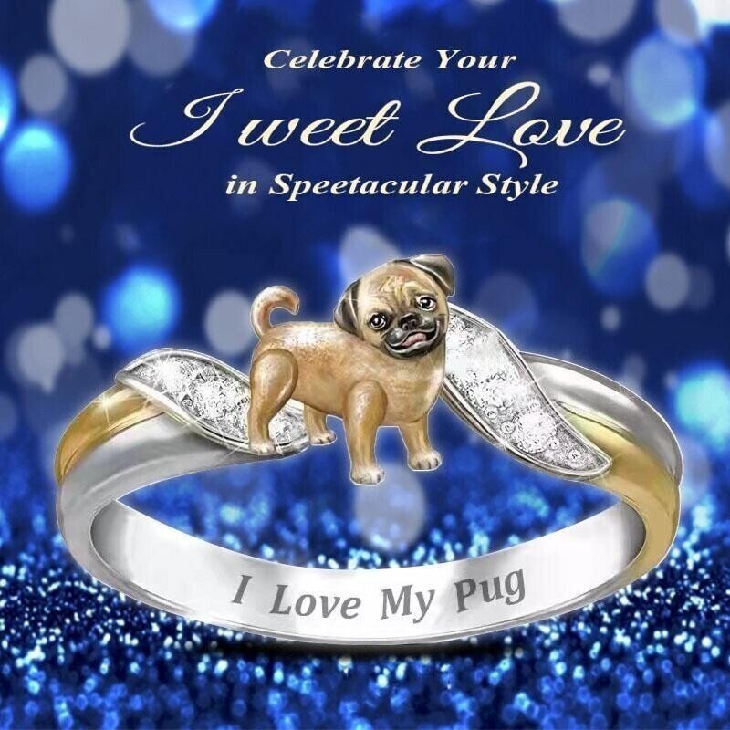 Crystal Dog Memorial Ring For Dog Lover
