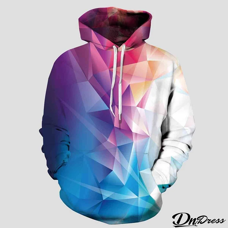 Full Size Geometric Drawstring Hoodie with Pockets