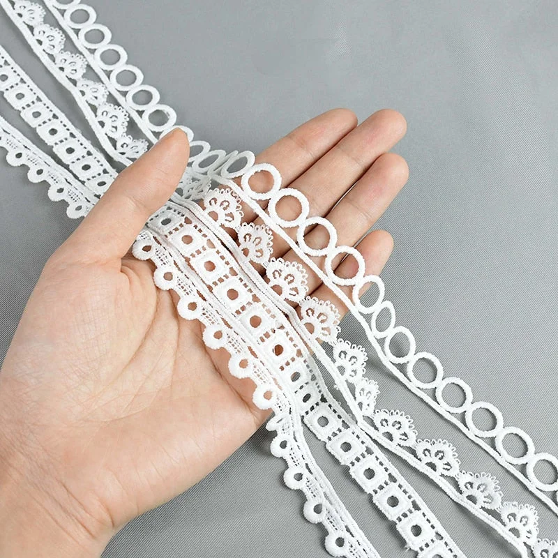 10Yards/lot White Cotton Embroidered Lace Trim Ribbons Fabric DIY Sewing Handmade Craft Materials Garment Clothes Accessories