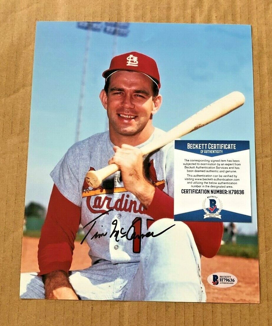 TIM McCARVER SIGNED 8X10 ST LOUIS CARDINALS Photo Poster painting BECKETT CERTIFIED #2