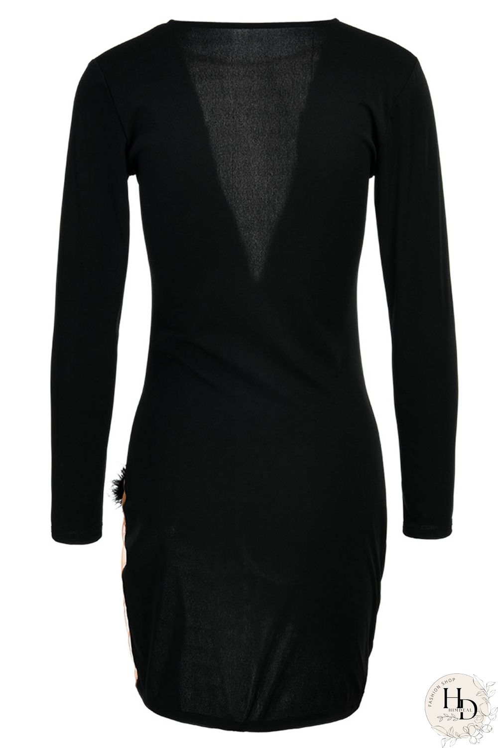 White Sexy Solid Split Joint Feathers Mesh O Neck One Step Skirt Dresses