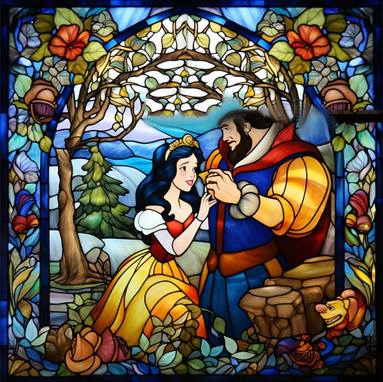 11CT Stamped Cross Stitch - Glass Art - Disney Princess Snow 11CT Stamped Cross Stitch - Glass Art - Disney Princess Snow