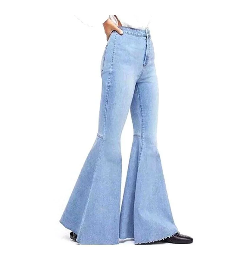 Women Solid Color Good Quality Flare Jeans