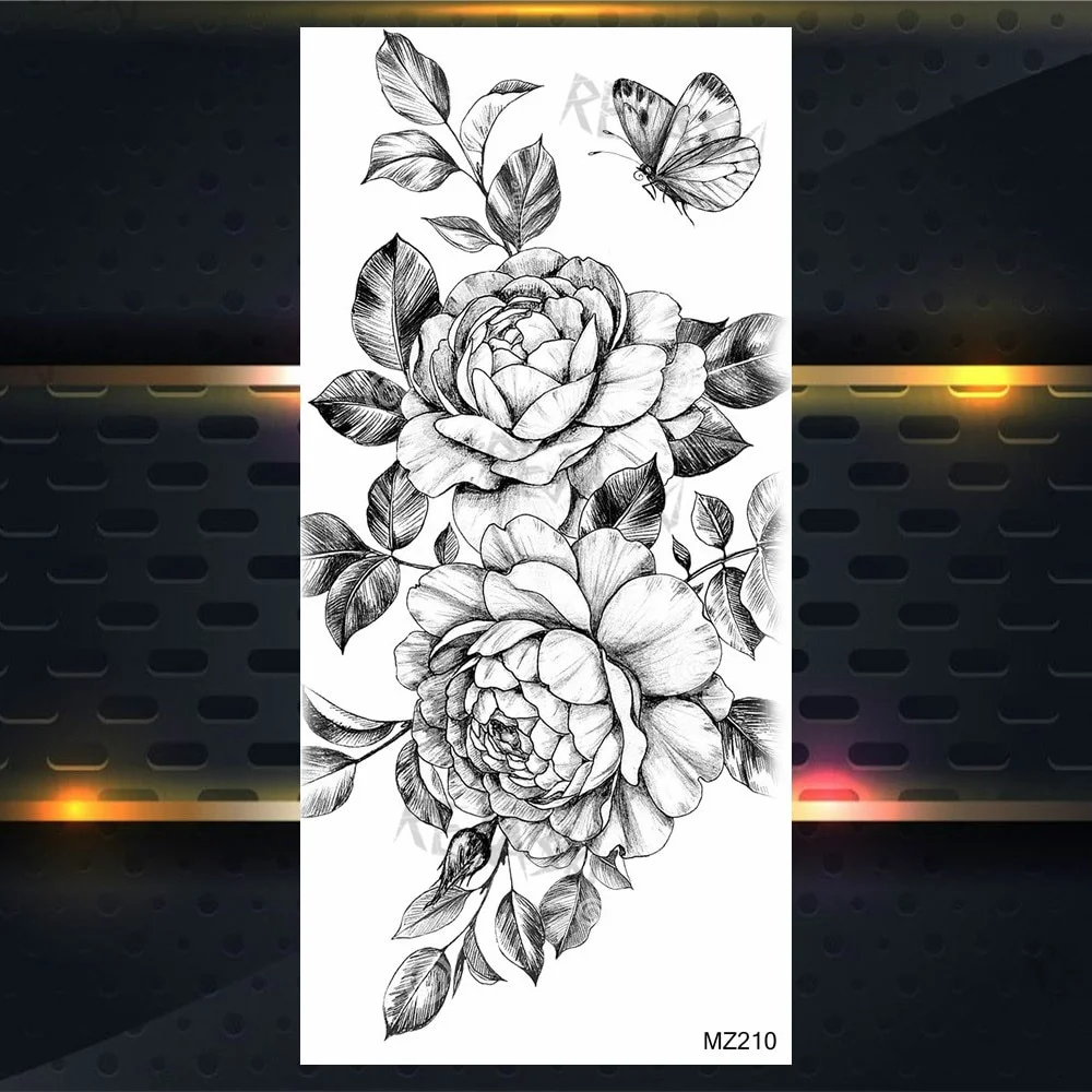 Sdrawing Rose Jewelry Water Transfer Tattoo Stickers Women Body Chest Art Temporary Tattoo Girl Waist Bracelet Flash Tatoos Flower