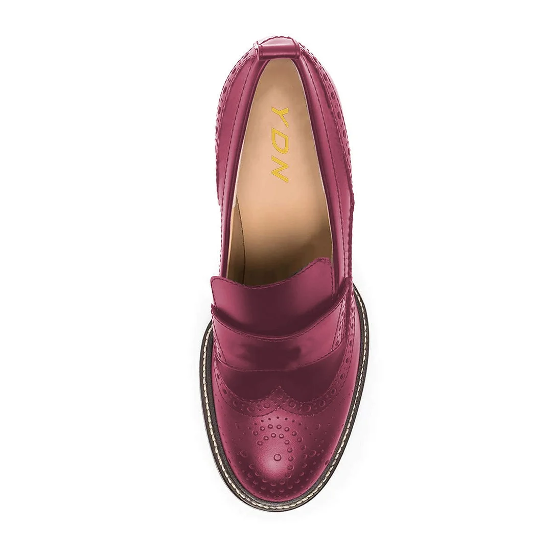 Chic Magenta Vegan Leather Perforated Detail Women's Loafers