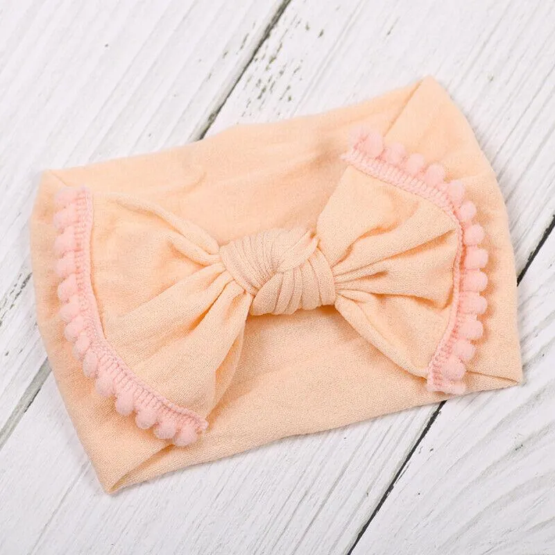 2019 Baby Accessories Kids Girls Baby Toddler Turban Knot Headband Hair Band Tassels Balls Solid Candy Color Headwear