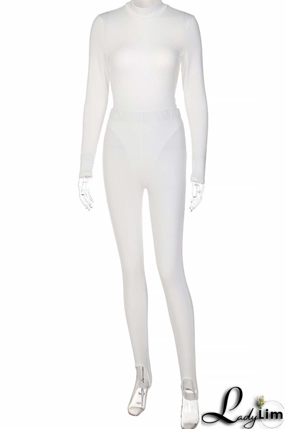 Black Sexy Solid Backless Turtleneck Long Sleeve Two Pieces