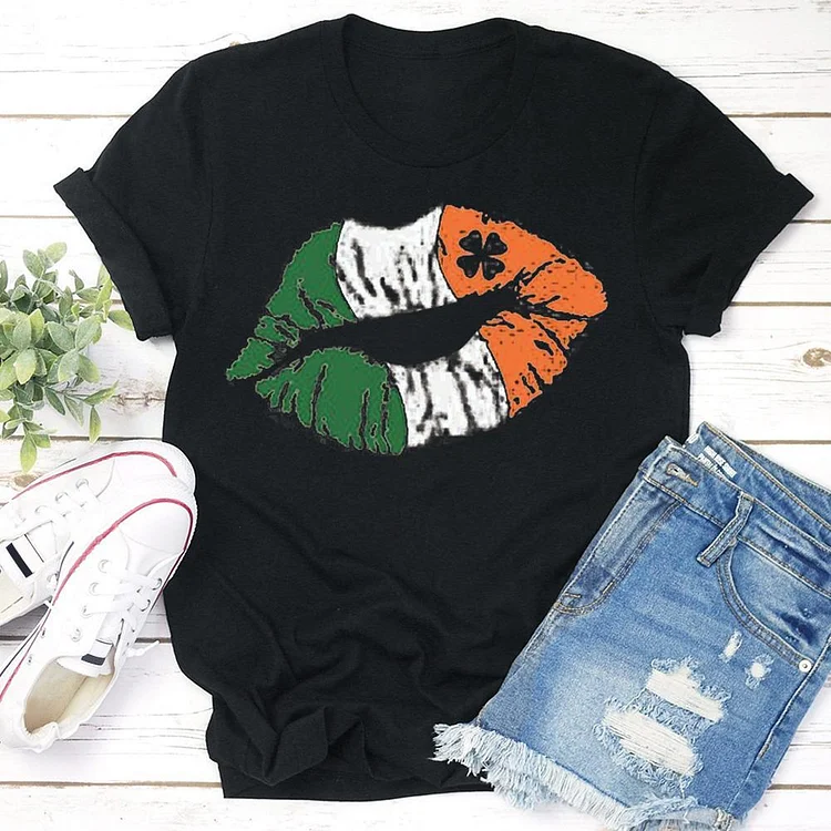 Irish Flag Lips Shirt  T-Shirt Tee --Annaletters