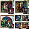 (Multi Style)Stained Glass Dragon-Full Embroidery 3 strands 11CT Stamped Cross Stitch-50*50CM/40*40CM