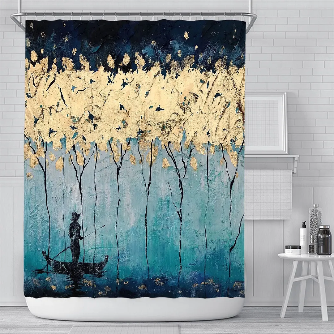 3D Nordic Style Art Painting Bath curtain Waterproof Shower Curtains Geometric Bath Screen Printed Curtain for Bathroom Navidad