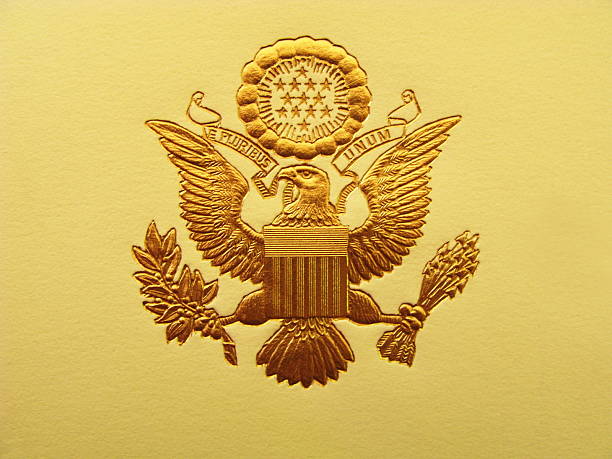 Presidential Seal President USA Coat Of Arms The Seal of the President of the United States is used to mark correspondence from the U.S. president to the United States Congress, and is also used as a symbol of the presidency. The central design, based on the Great Seal of the United States, is the official coat of arms of the U.S. presidency and also appears on the presidential flag.  The stripes on the shield represent the 13 original states, unified under and supporting the chief. The motto (meaning "Out of many, one") alludes to the same concept.  United States Emblem stock pictures, royalty-free photos & images