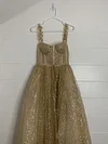 Gold Champagne Sparkling Formal Dress Glittery Party Ball Gown Prom Homecoming Wedding Guest Outfit Maxi Tea Length A Line Sweetheart