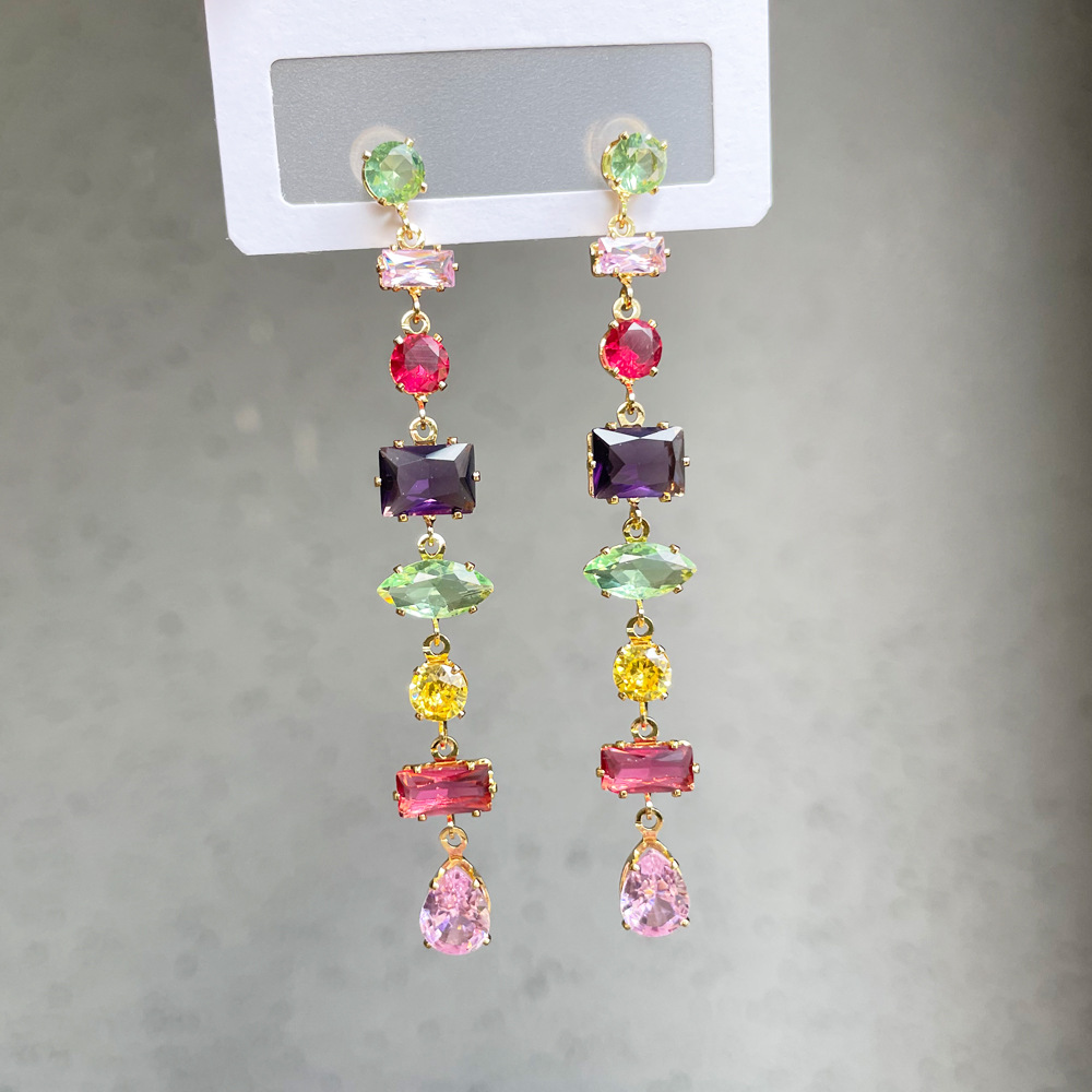 Fashion Droplet Artificial Crystal Diamond Inlay Stud Earrings