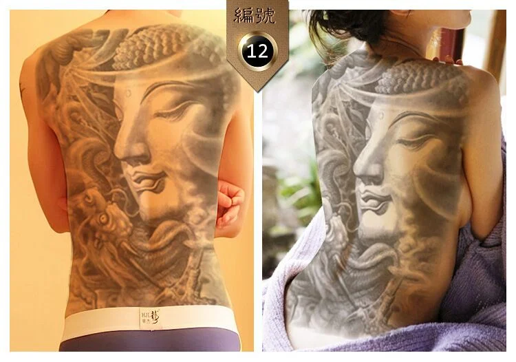 New 48*35cm Large geisha Tattoos Men Women Waterproof Big Temporary Tattoo Stickers Full Back Body art Fake Tattoo dragon skull