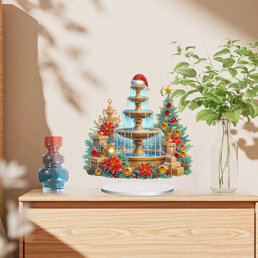 DIY Christmas Fountain Acrylic Special Shaped Diamond Painting Desktop Decor