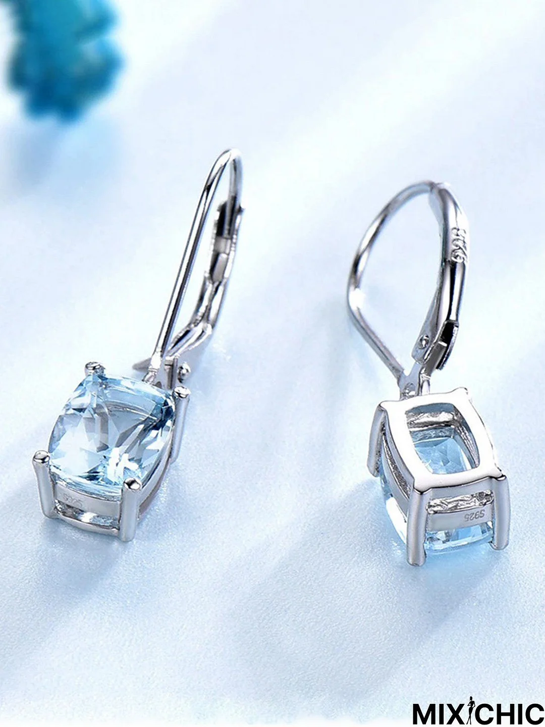 Blue Topaz Rhinestone Earrings