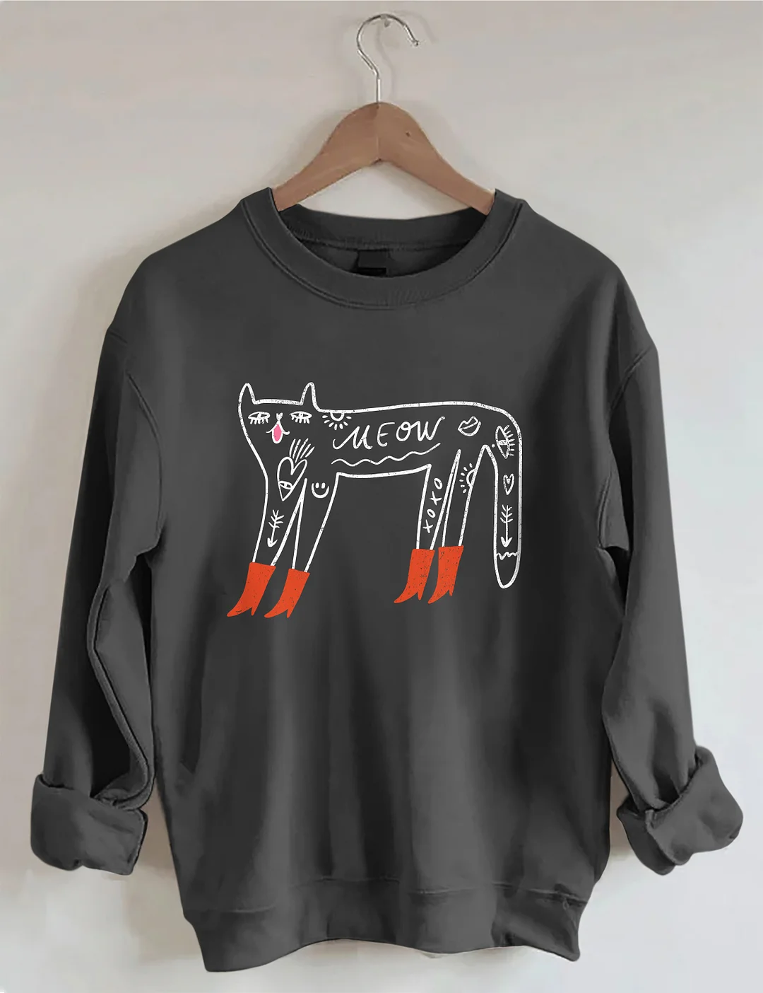 Cute Cat With Red Boots Sweatshirt
