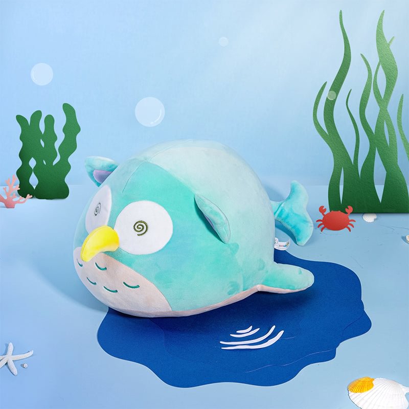 Mewaii® Green Whale Kawaii Owl Stuffed Animal Plush Squishy Pillow Toy