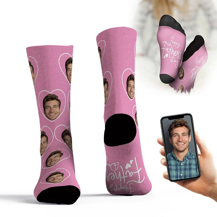 Custom Face Socks Add Pictures And Name Father's Day Gift - You're in My Heart