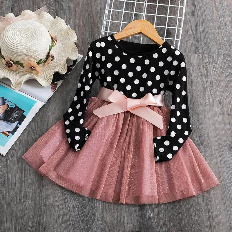 Autumn Winter Girls Dress Flower Red Girls Clothes Lace Girls Casual Clothing Party Dress For 3-8 Years Christmas Girls Dress