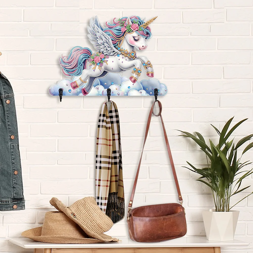 5D DIY Unicorn Diamond Art Hooks Rhinestone Painting Coat Hook